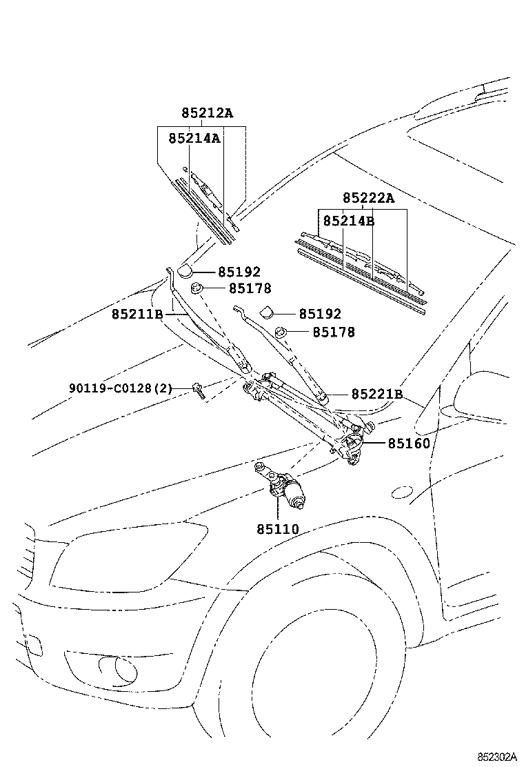 85222-0R030 BLADE, FR WIPER, LH product image