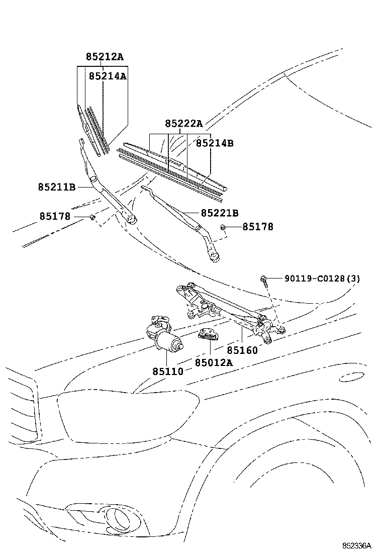 85214-0E060 RUBBER, WIPER, RH product image