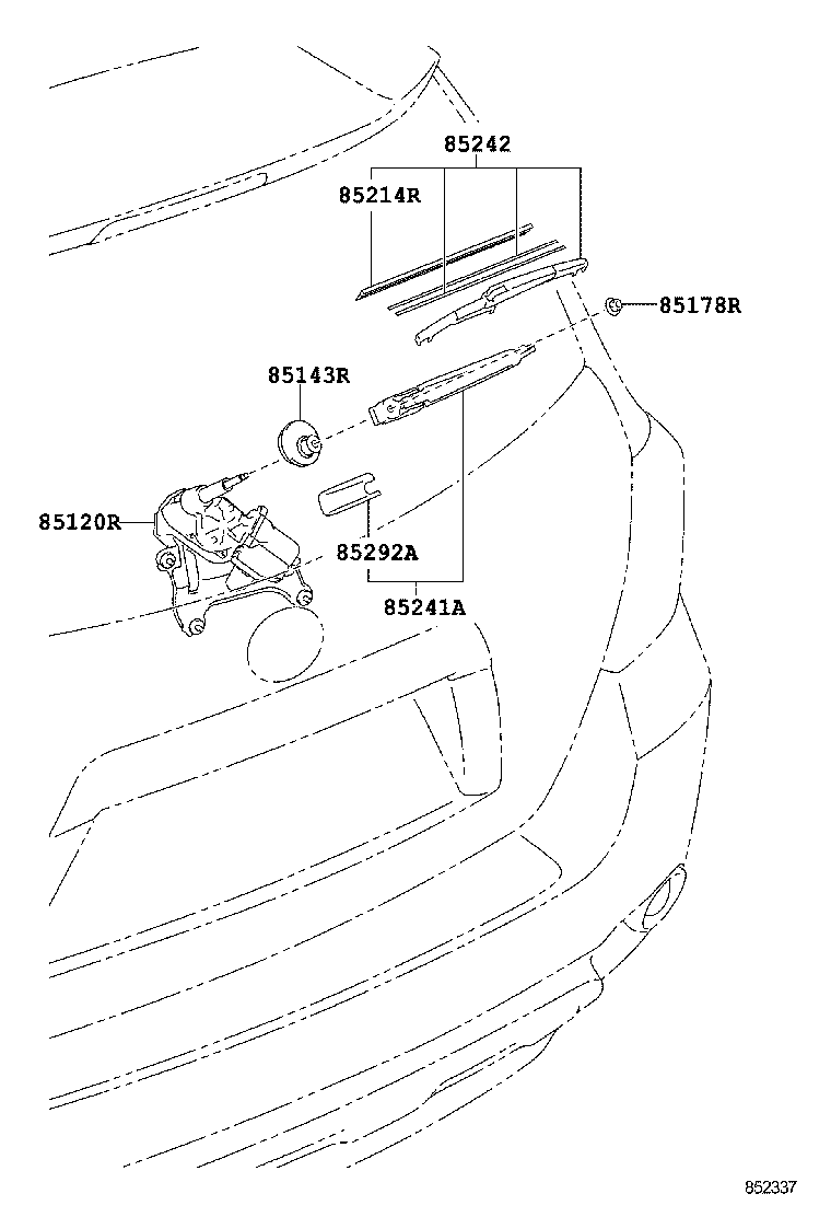 85133-0E010 NUT, W/WASHER PACKING, REAR WIPER LINK PIVOT product image