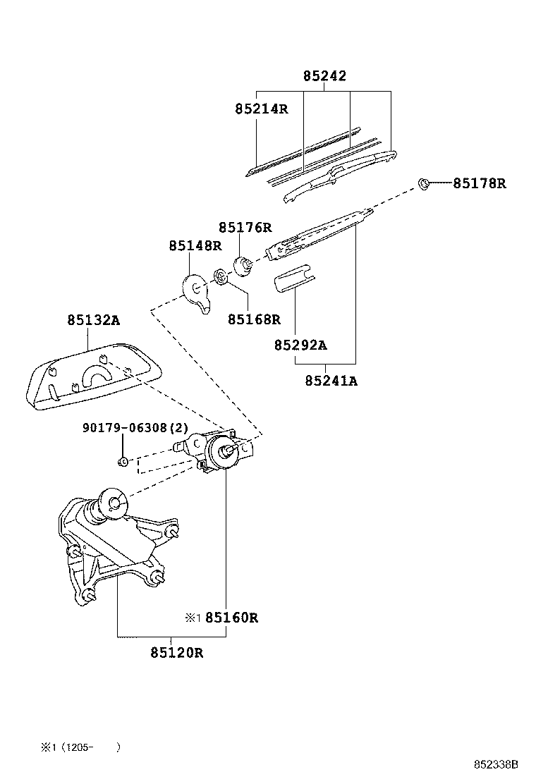 85133-0E010 NUT, W/WASHER PACKING, REAR WIPER LINK PIVOT product image