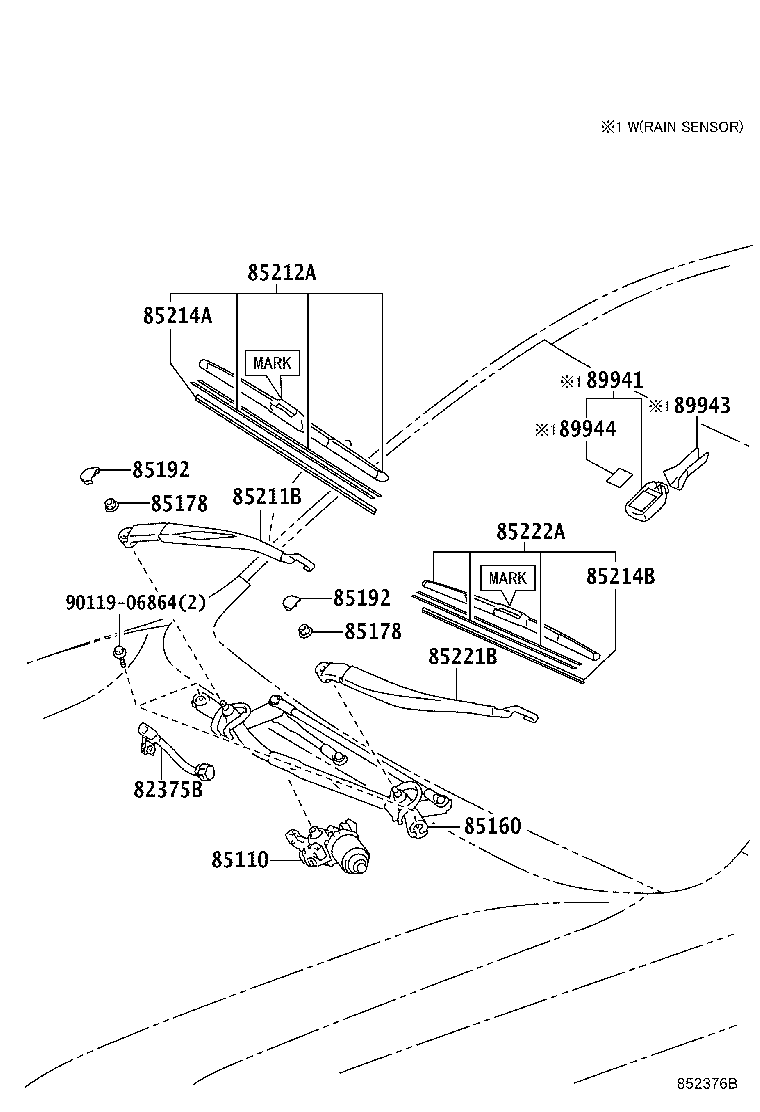 85221-60301 ARM, FRONT WIPER, LH product image