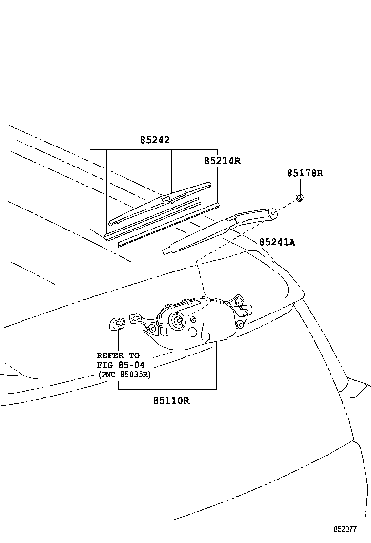85241-60151 ARM, REAR WIPER product image