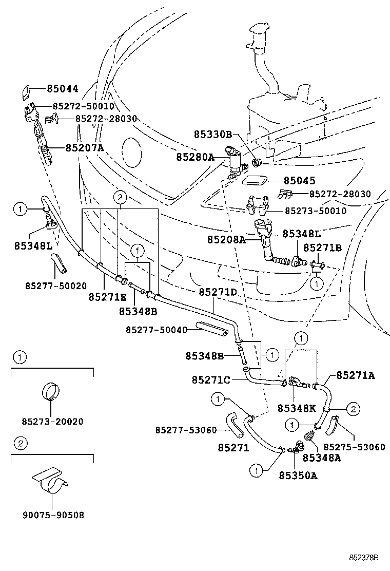 85208-50050 ACTUATOR SUB-ASSY, HEADLAMP WASHER, LH product image