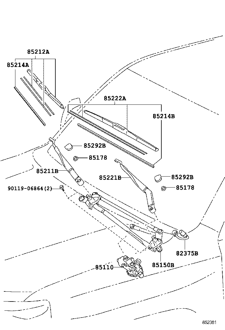 85110-35310 MOTOR ASSY, WINDSHIELD WIPER product image