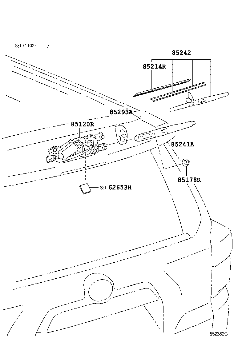 85130-35100 MOTOR AND BRACKET ASSY, REAR WIPER product image