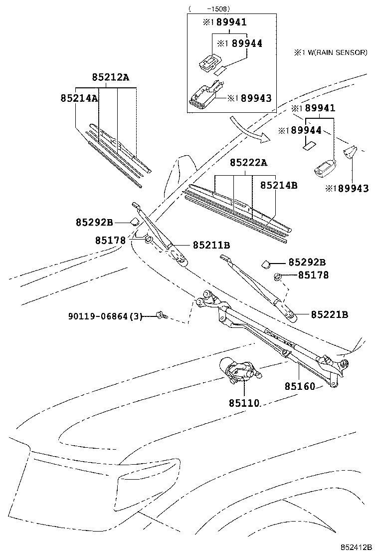 85221-60280 ARM, FRONT WIPER, LH product image