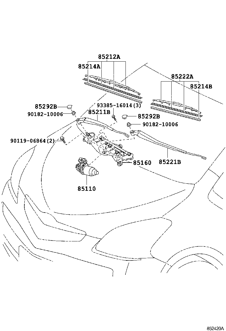 85211-52260 ARM, FRONT WIPER, RH product image