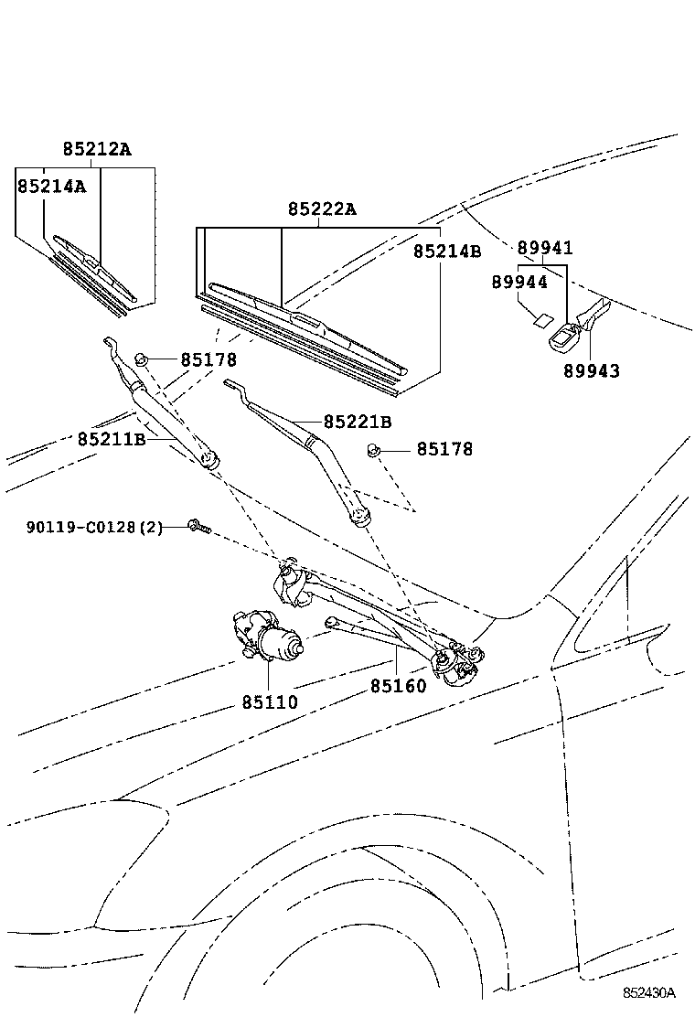 85212-0N010 BLADE, FR WIPER, RH product image