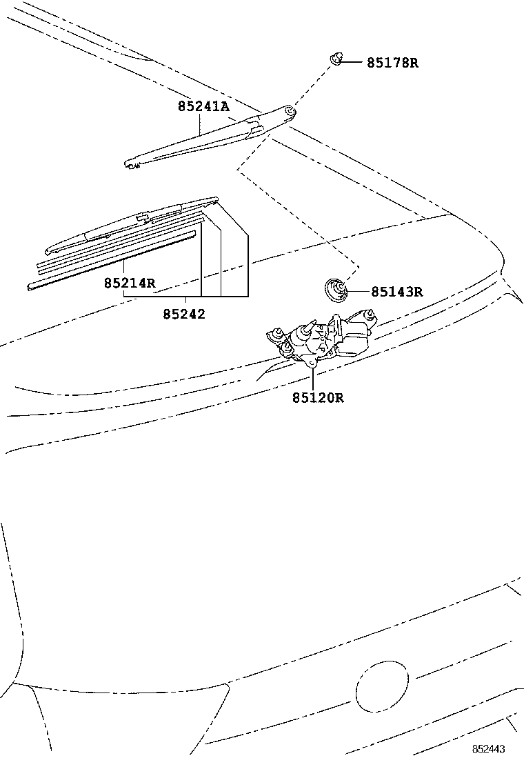 85241-08020 ARM, REAR WIPER product image