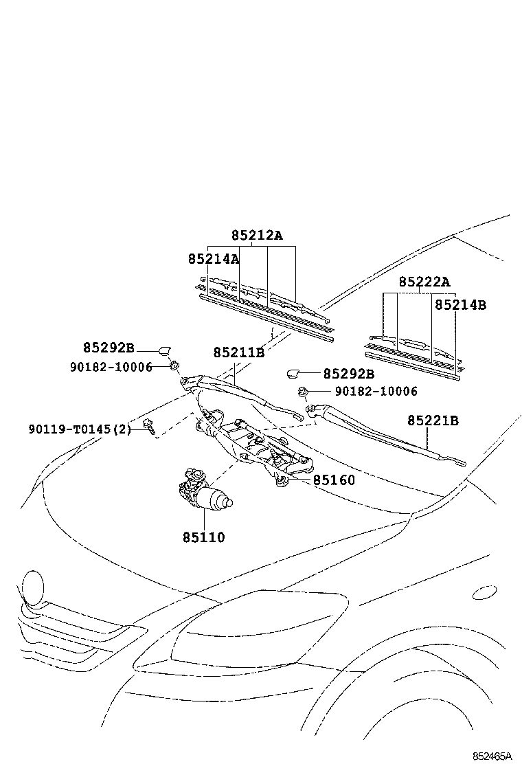85211-0D111 ARM, FRONT WIPER, RH product image