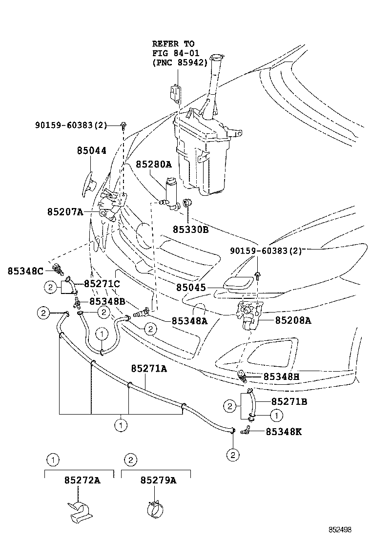 85207-02061 ACTUATOR SUB-ASSY, HEADLAMP WASHER, RH product image
