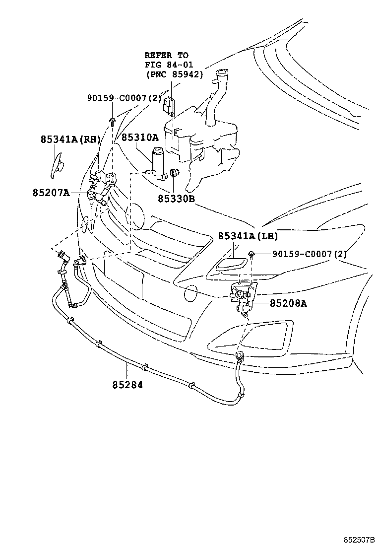 85208-02050 ACTUATOR SUB-ASSY, HEADLAMP WASHER, LH product image