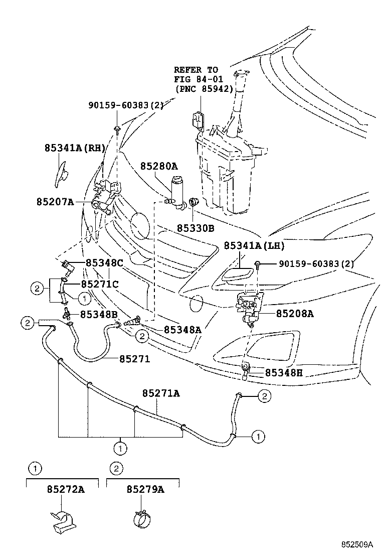85280-0W040 MOTOR AND PUMP ASSY, HEADLAMP CLEANER product image