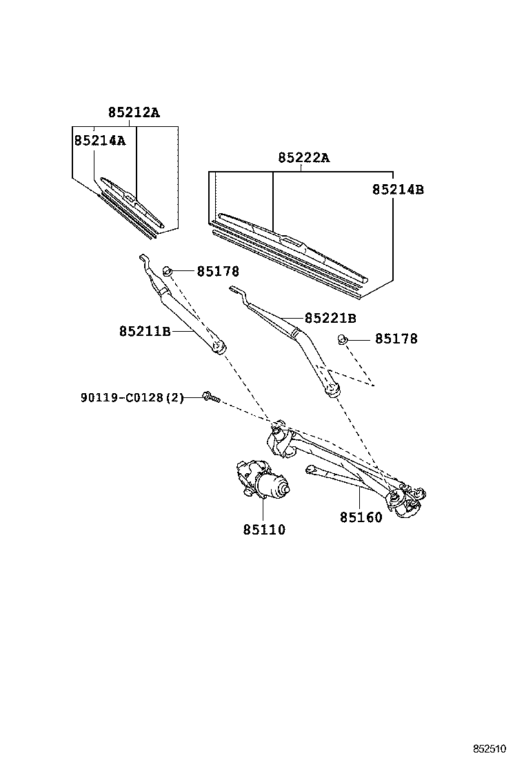 85212-0P030 BLADE, FR WIPER, RH product image