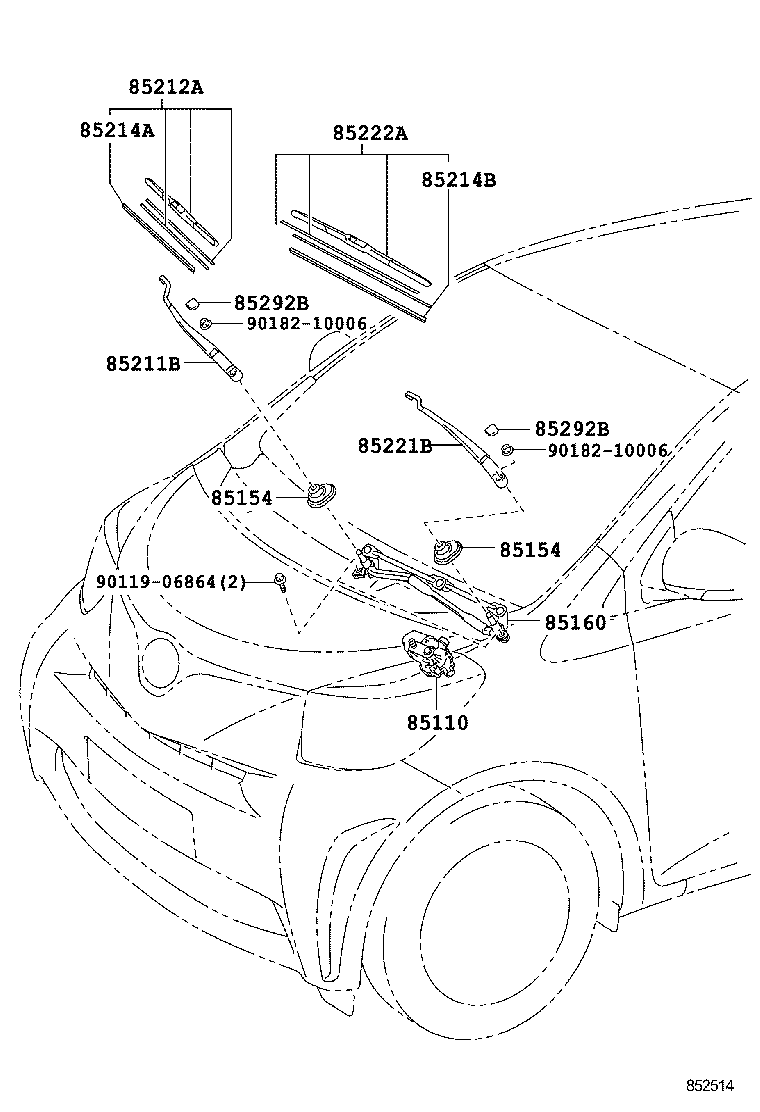 85110-74050 MOTOR ASSY, WINDSHIELD WIPER product image