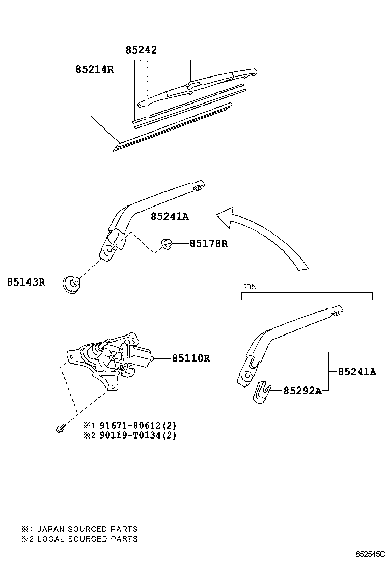 85130-0D060 MOTOR ASSY, REAR WIPER product image