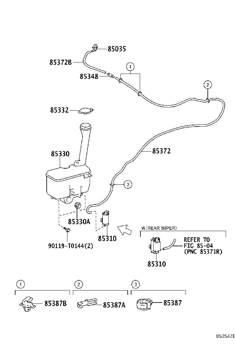 85330-0D091 MOTOR AND PUMP ASSY, WINDSHIELD WASHER product image