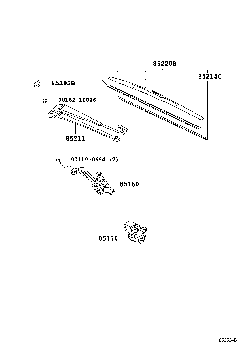 85211-52481 ARM, FRONT WIPER product image