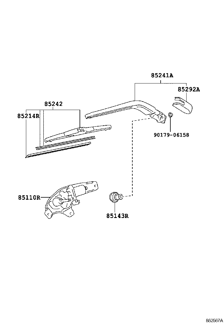 85130-52210 MOTOR ASSY, REAR WIPER product image