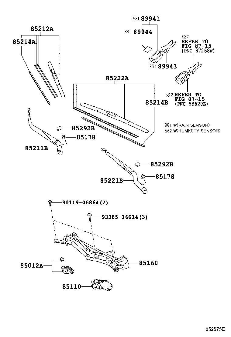 85221-76020 ARM, FRONT WIPER, LH product image