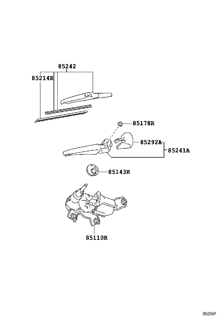 85130-76010 MOTOR ASSY, REAR WIPER product image