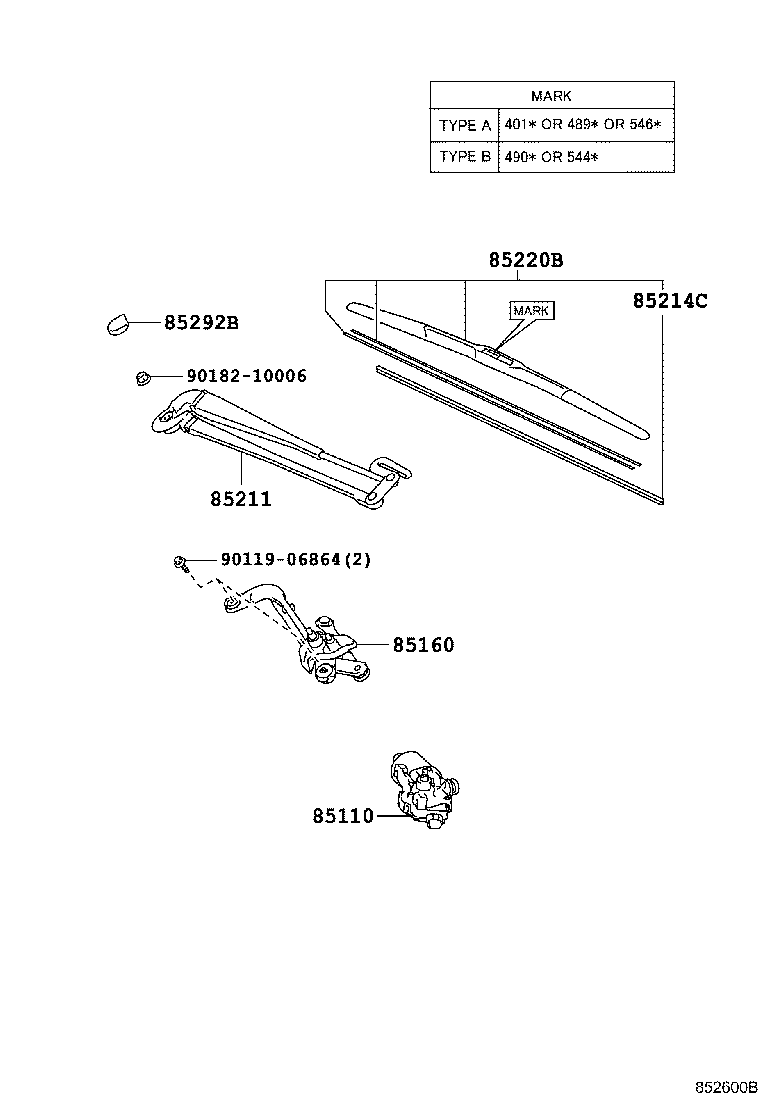 85214-28080 RUBBER, WIPER BLADE, CENTER product image