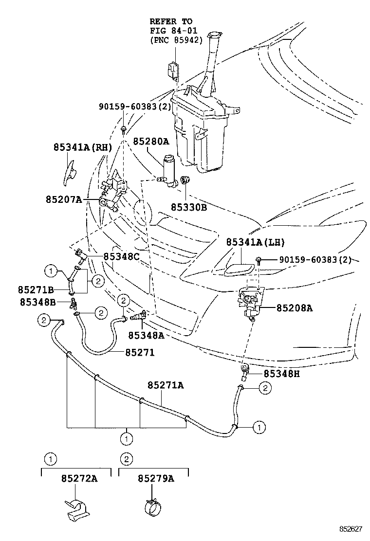 85207-02061 ACTUATOR SUB-ASSY, HEADLAMP WASHER, RH product image