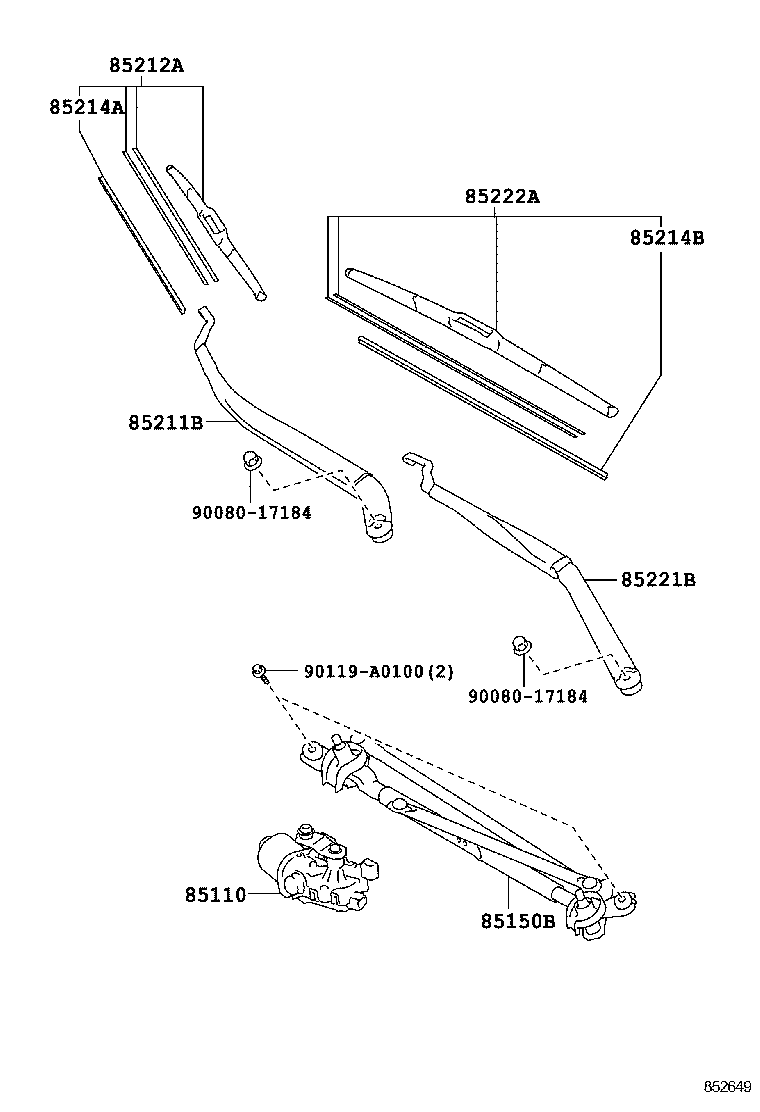 85214-06100 RUBBER, WIPER, RH product image