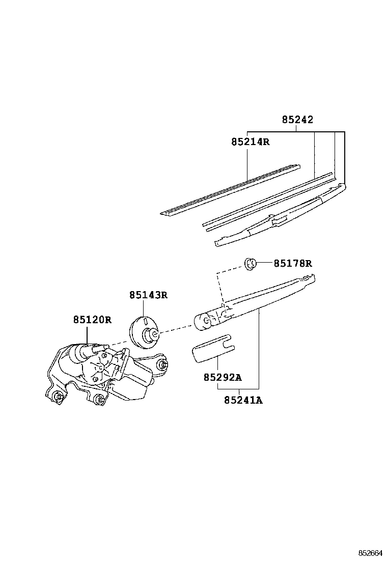 85242-0F030 BLADE, RR WIPER product image