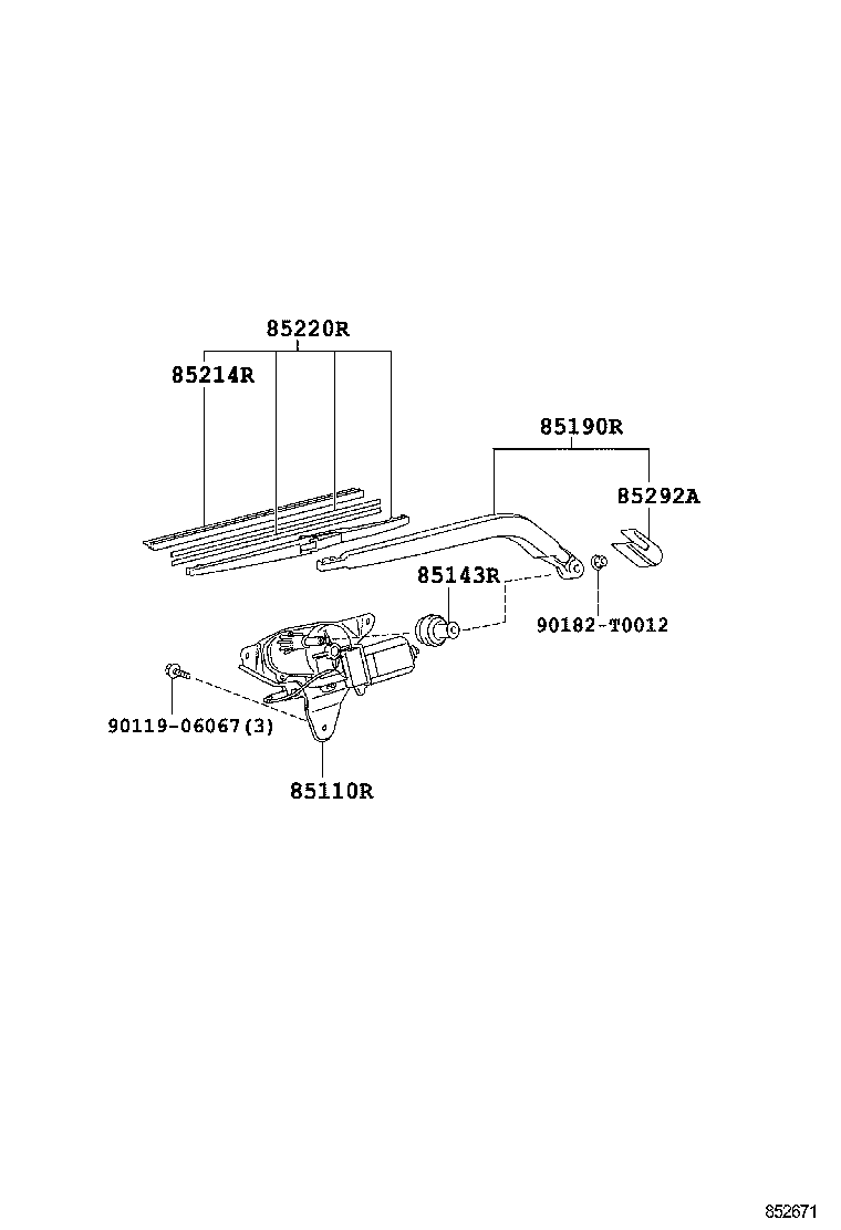 85130-0K031 MOTOR ASSY, REAR WIPER product image