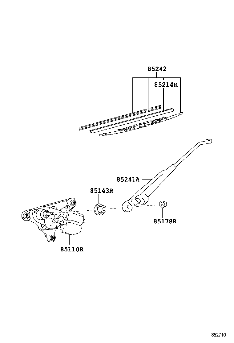 85130-60280 MOTOR ASSY, REAR WIPER product image