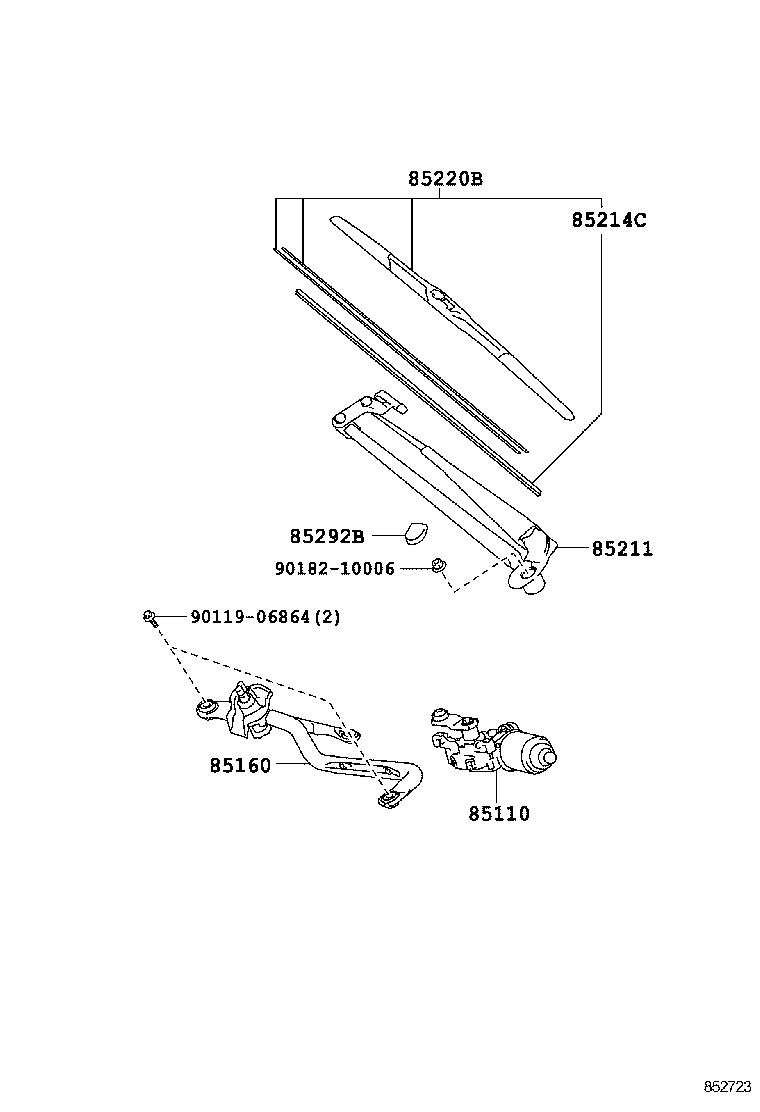 85211-52391 ARM, FRONT WIPER product image