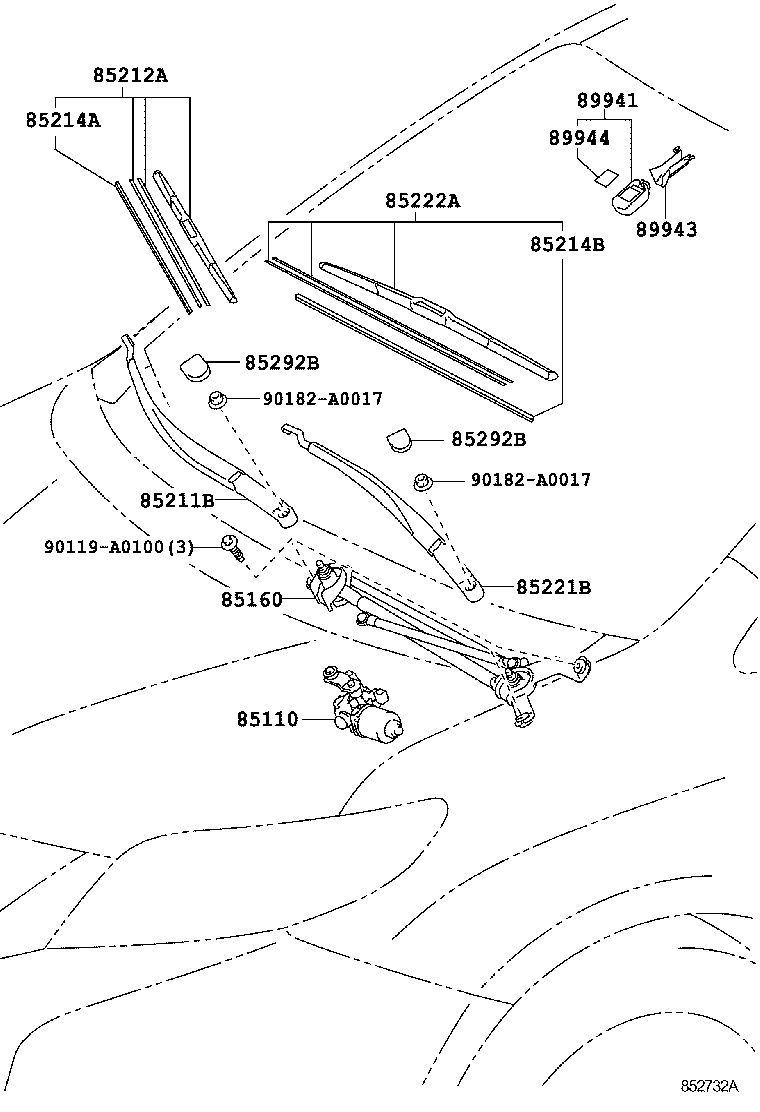 85214-06130 RUBBER, WIPER, RH product image