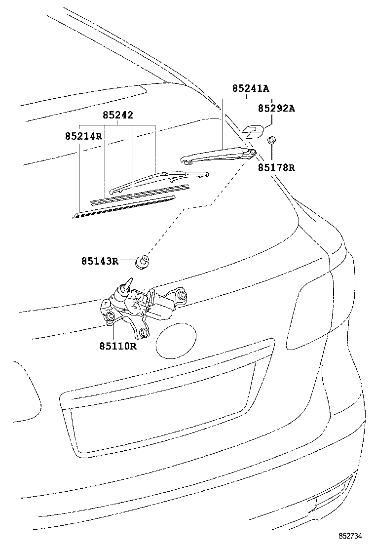 85130-05060 MOTOR ASSY, REAR WIPER product image