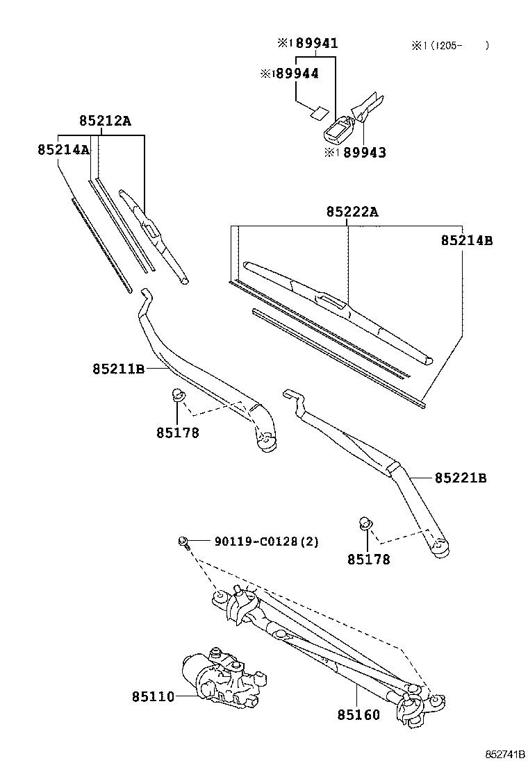 85221-06140 ARM, FRONT WIPER, LH product image