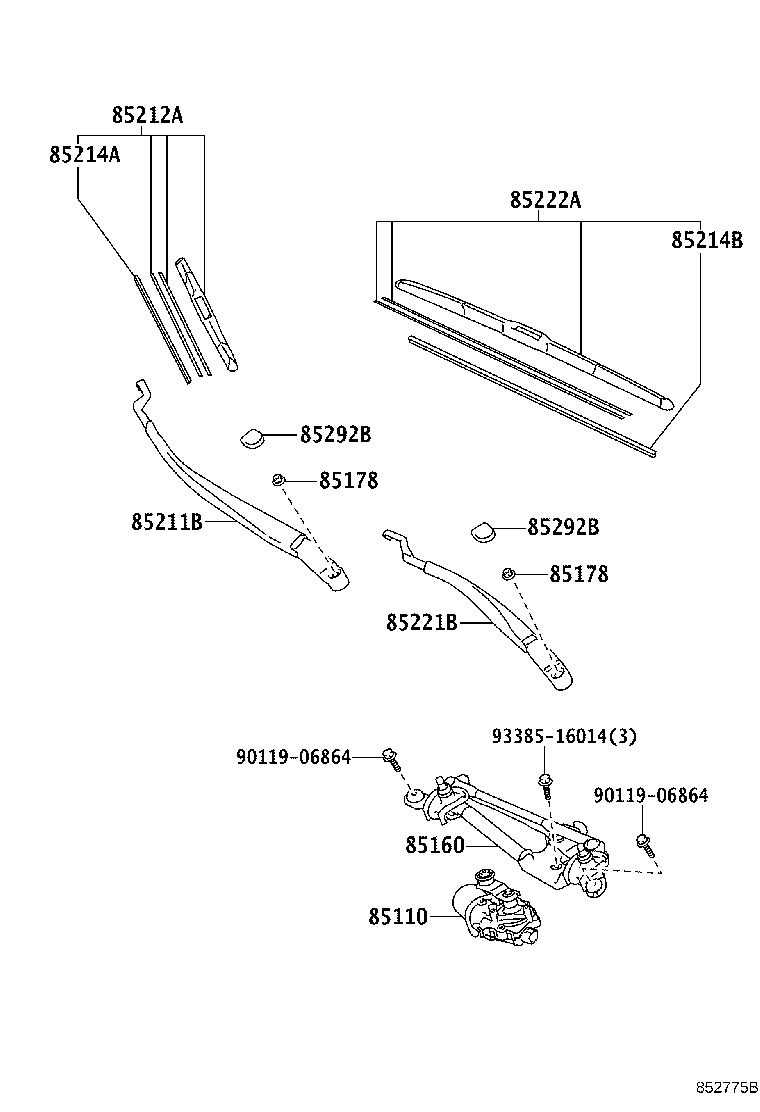 85110-52660 MOTOR ASSY, WINDSHIELD WIPER product image