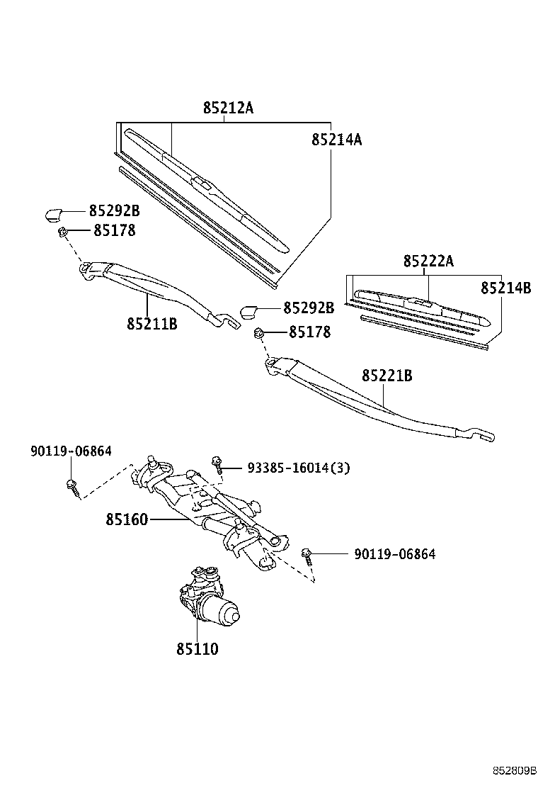 85110-52660 MOTOR ASSY, WINDSHIELD WIPER product image