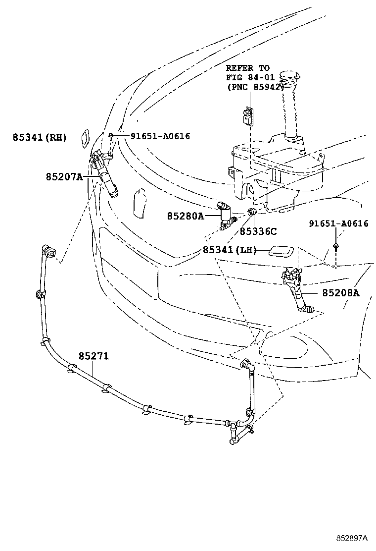 85208-0N040 ACTUATOR SUB-ASSY, HEADLAMP WASHER, LH product image