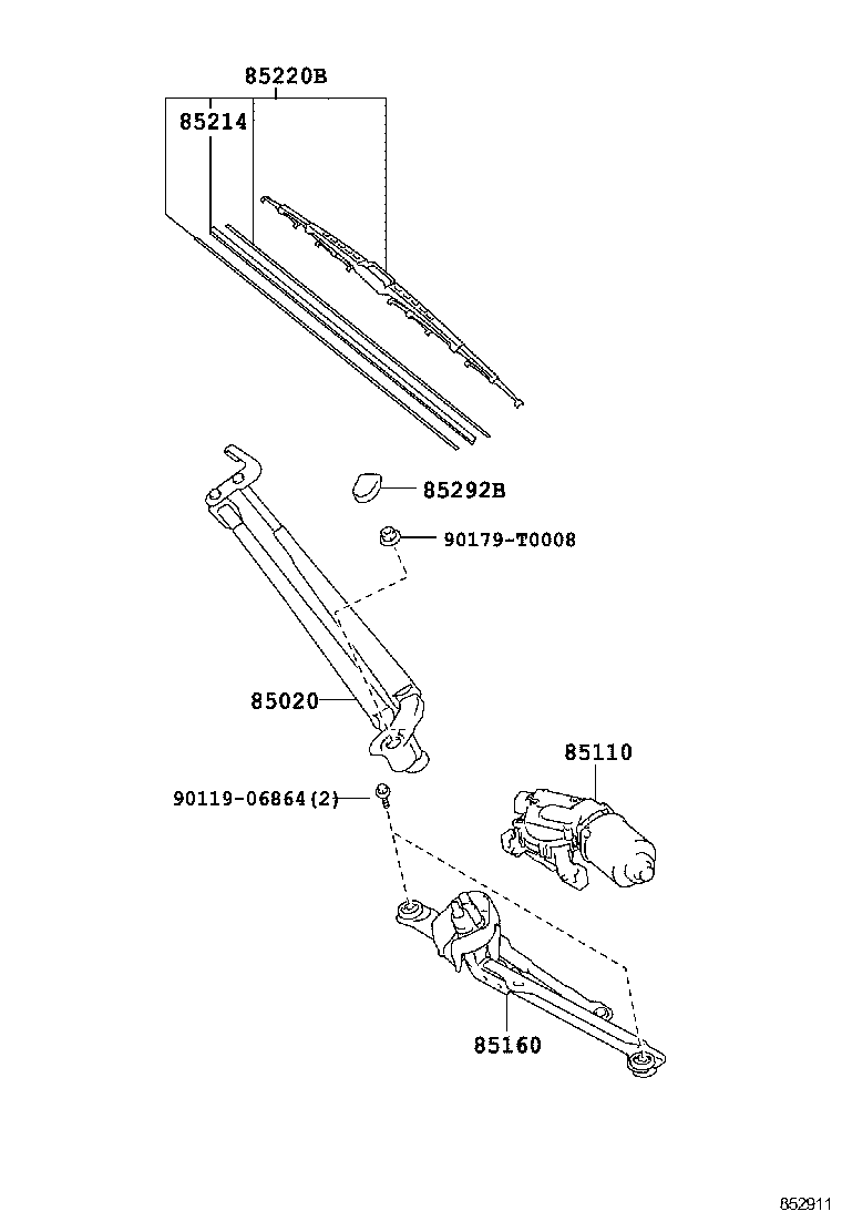 85110-0D310 MOTOR ASSY, WINDSHIELD WIPER product image