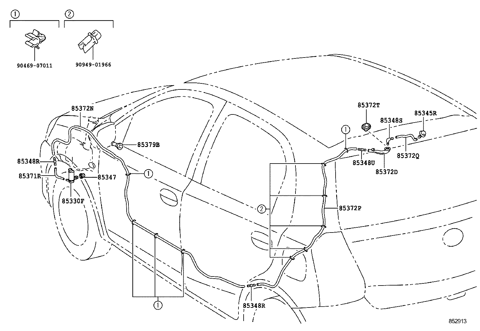 85375-0D250 JOINT, REAR WASHER HOSE, NO.1 product image