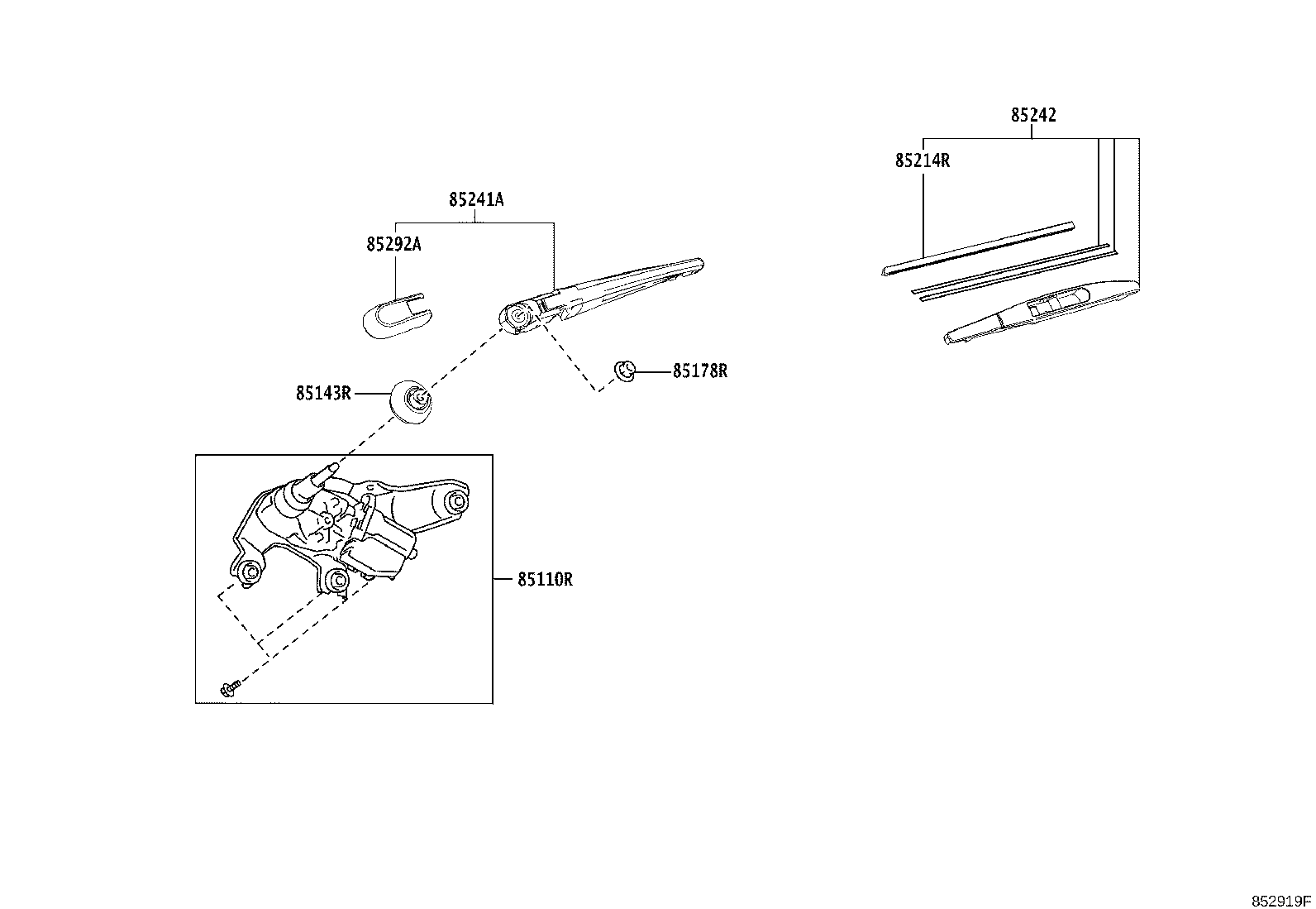 85241-02060 ARM, REAR WIPER product image