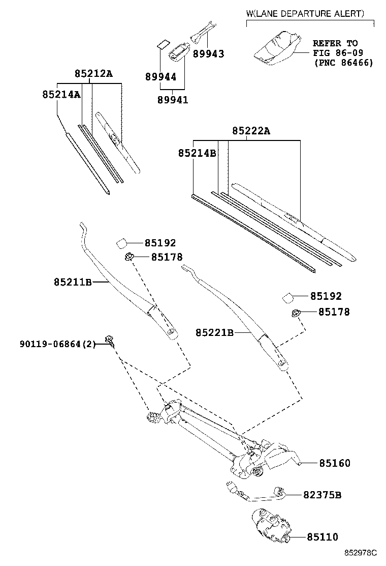 85221-42150 ARM, FRONT WIPER, LH product image
