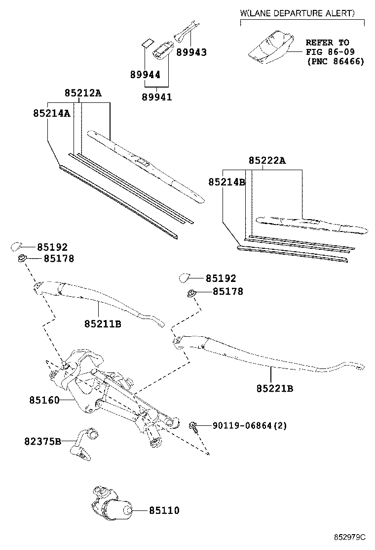 85221-42150 ARM, FRONT WIPER, LH product image