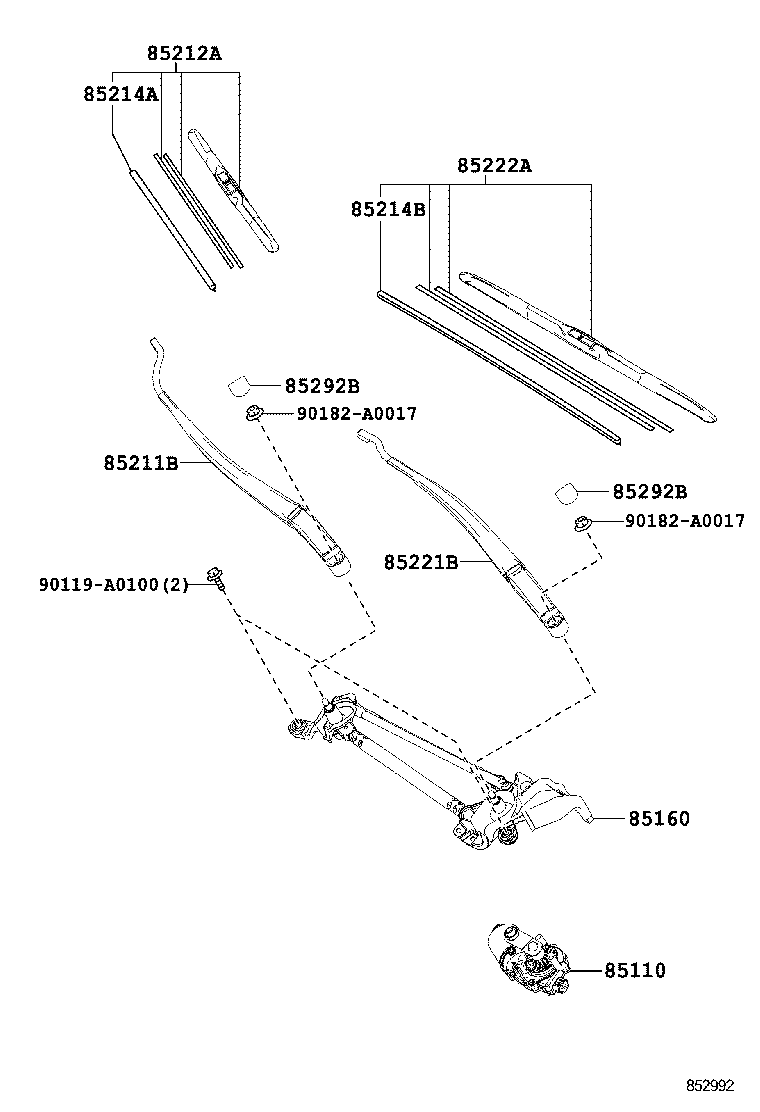 85211-0R030 ARM, FRONT WIPER, RH product image