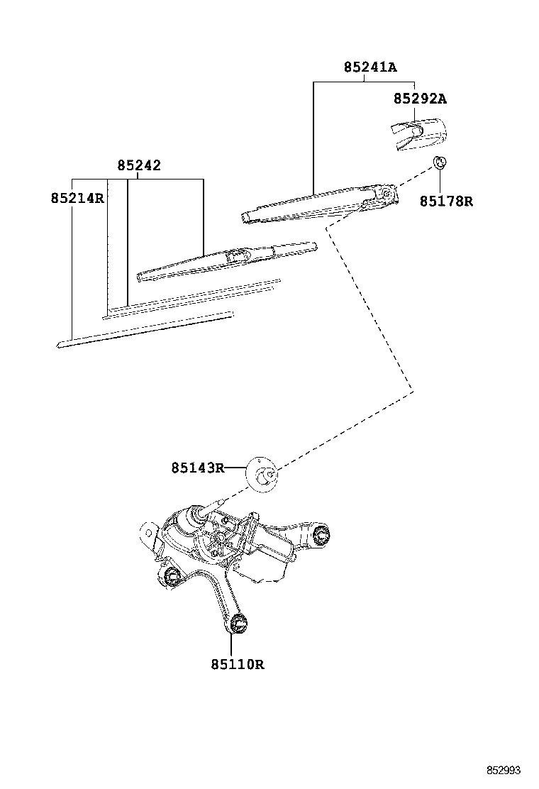 85241-0R030 ARM, REAR WIPER product image