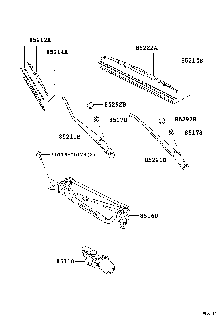 85214-02070 RUBBER, WIPER, LH product image