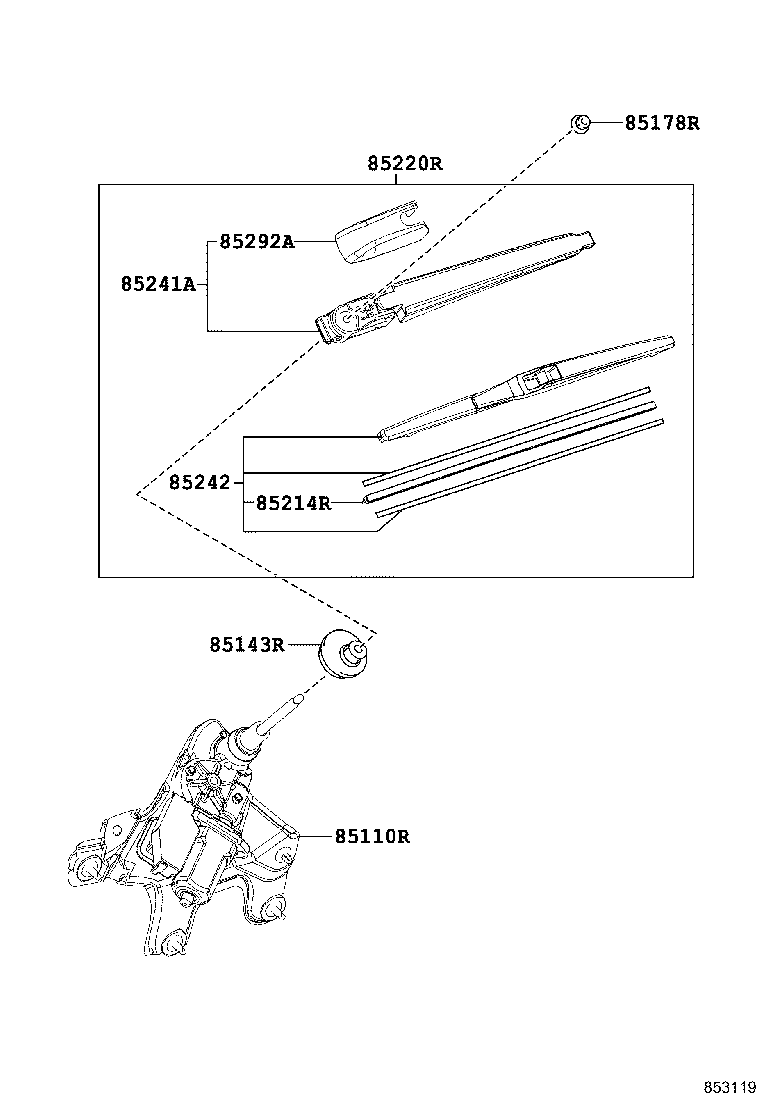 85133-0E020 NUT, W/WASHER PACKING, REAR WIPER LINK PIVOT product image