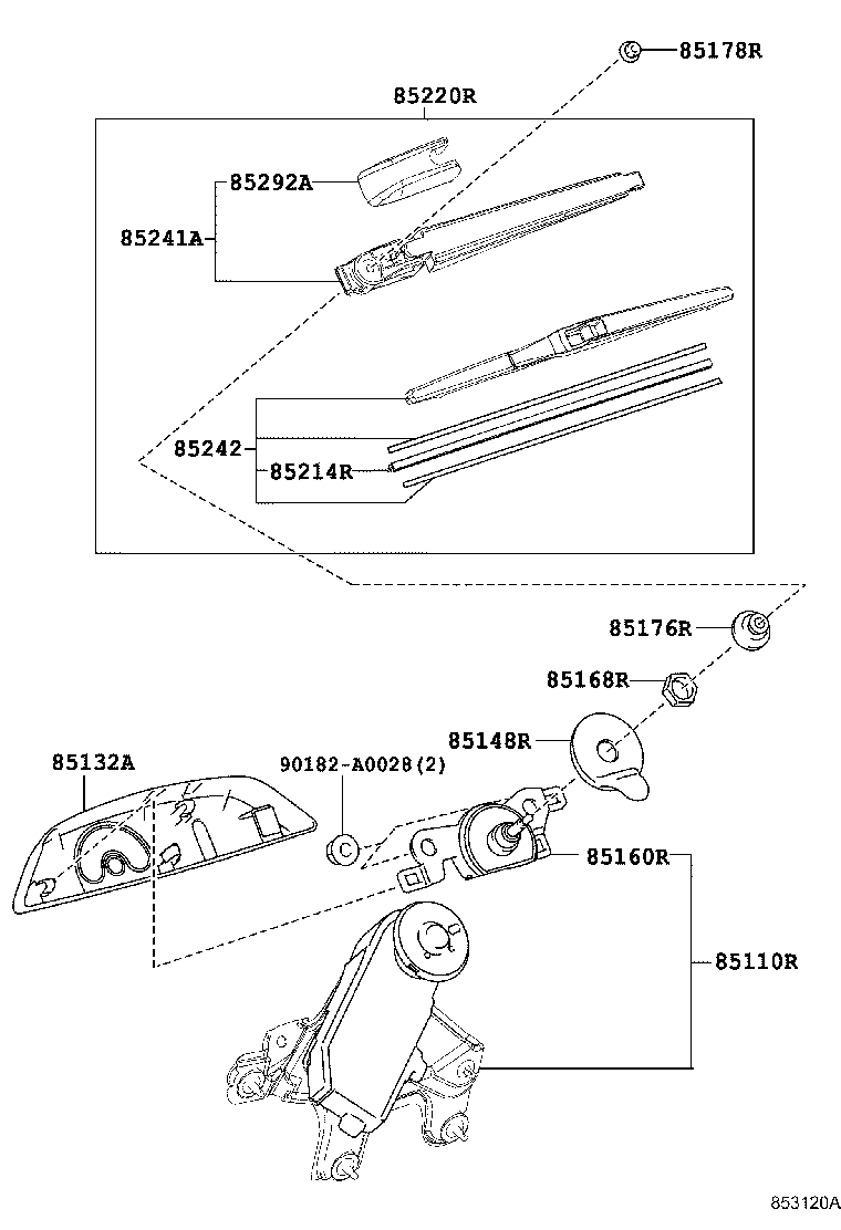 85133-0E020 NUT, W/WASHER PACKING, REAR WIPER LINK PIVOT product image