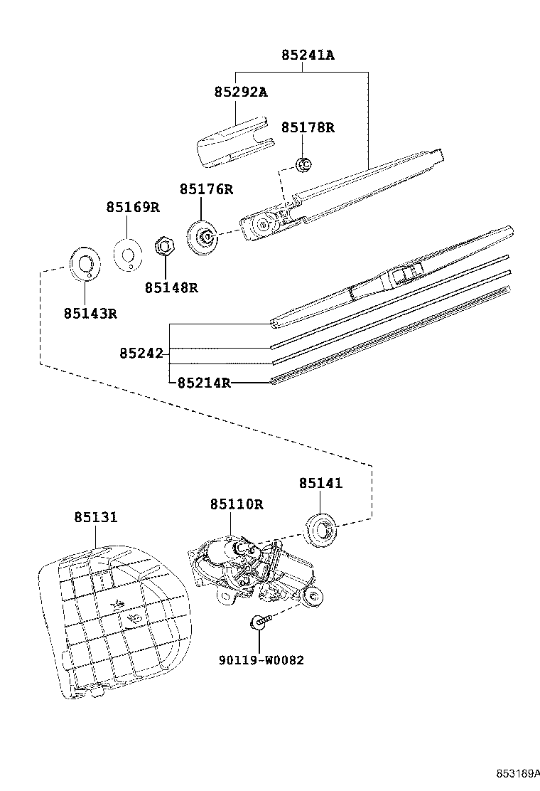 90099-05141 NUT, W/WASHER PACKING, REAR WIPER LINK PIVOT product image