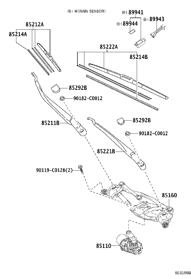 85221-02430 ARM, FRONT WIPER, LH product image